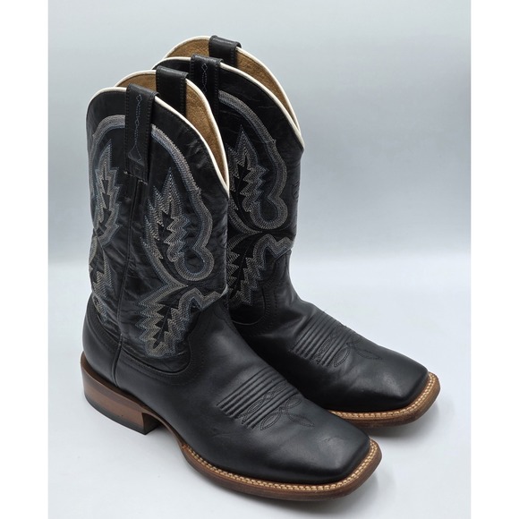 Ariat Men's Quickdraw Black Leather Square Toe Western Cowboy Boots Size 7D